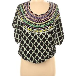 Trina Turk Geometric Patterned Black Top